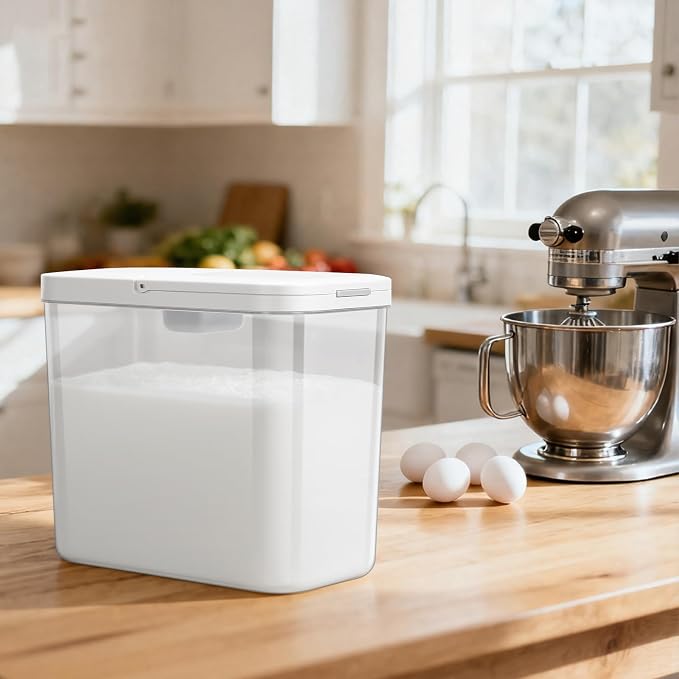 TBMAXS Rice Flour Storage Container - 12.7 Qt | 25 Lbs Crystal-Clear Plastic Food Storage Containers Bin with Pop-up Lid for Grains Beans, Dry Food Holder for Kitchen Pantry Organization and Storage - Image 7