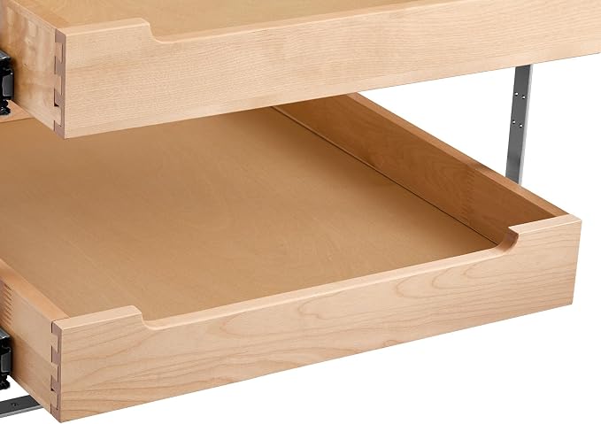 VEVOR 2 Tier Pull Out Cabinet Organizer, 20" W x 21" D Cabinet Drawer, Soft Close Slide out Shelf, Heavy-Duty Sliding Wood Drawer, Adjustable Base Cabinet Organization for Kitchen Pantry Bathroom - Image 12