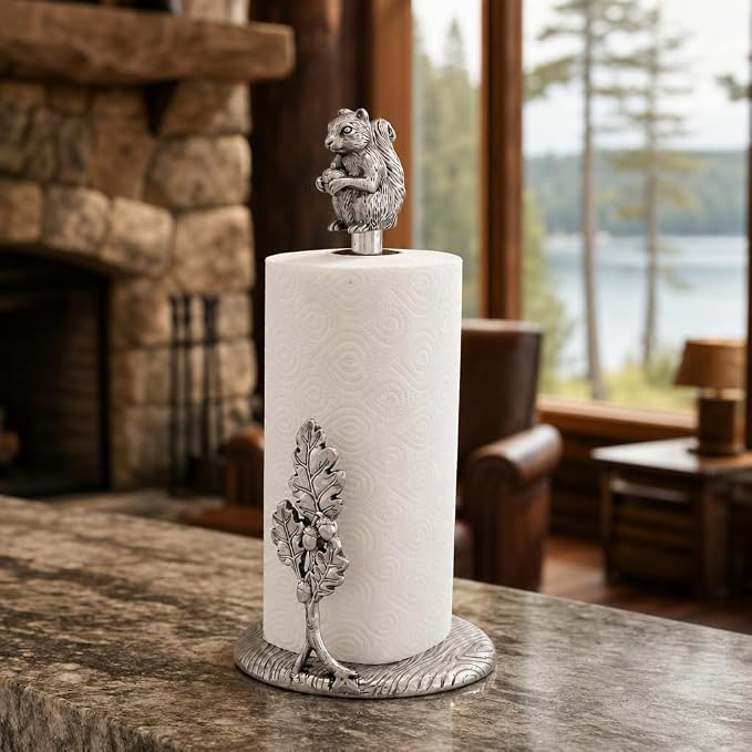 Arthur Court Squirrel Paper Towel Holder - Decorative Aluminum Kitchen Towel Stand - 15 Inch Tall - Image 9