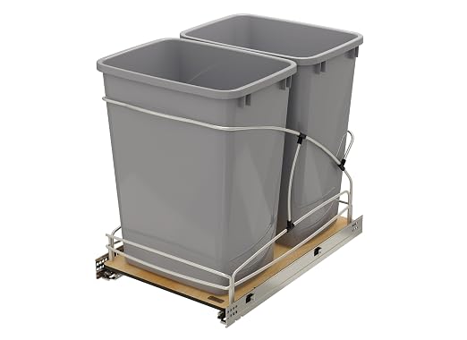 Rev-A-Shelf Double Pullout Trash Can w/Soft-Close Slides, 14.5" Min Opening | Large Capacity Garbage/ Recycling Waste Bins for Under Kitchen Cabinets, Heavy Gauge Wire Construction, 54WC-1835SC-17-1 - Image 9