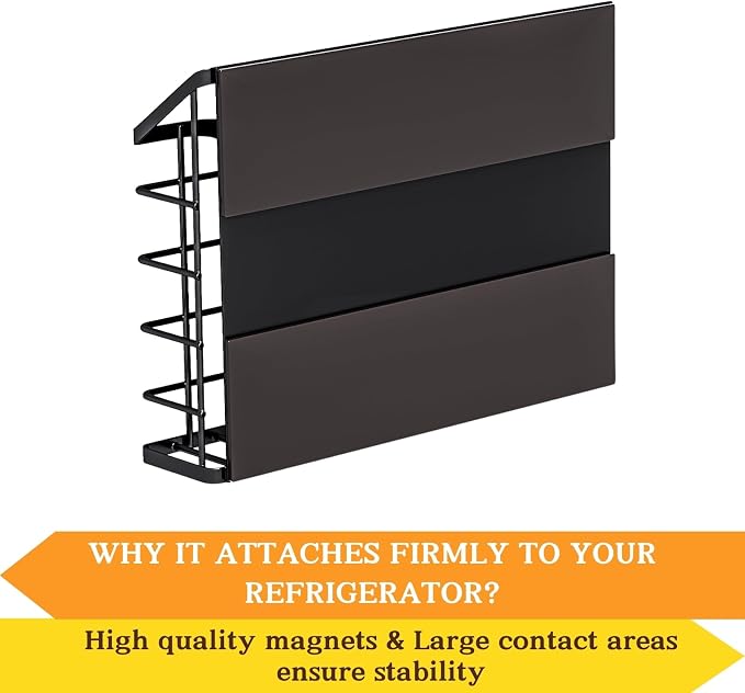 Magnetic Shelf for Fridge, 3 Pack Metal Fridge Organizer Baskets, Magnetic Cup Holder for Refrigerator, Fruit & Snack Storage, Magnetic Bin for Potatoes, Letters, Magazines, Kitchen & Laundry Room - Image 7