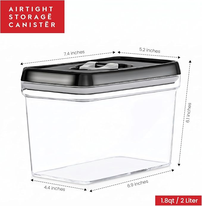 DWËLLZA KITCHEN Airtight Food Storage Containers - Pantry Snacks Kitchen Container, Baking Supplies, 4LB Sugar & Flour Canister - 4 Pc Set All Same Size - Clear Plastic BPA-Free - Keeps Fresh & Dry - Image 6