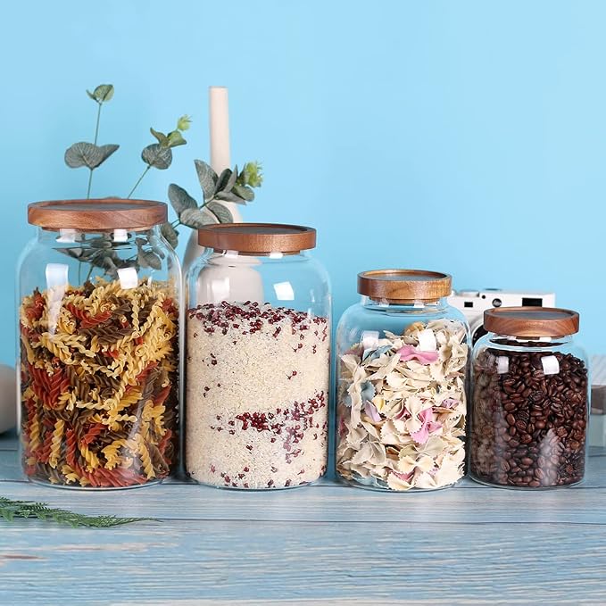 LEAVES AND TREES Y 1 Gallon Glass Jar with Airtight Lid and Anti-Skid Bottom for Dry Food Storage - Image 7