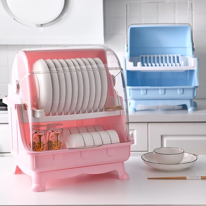 Pilipane Dish Drying Rack, Bottle Dryer Holder with Cover Lid and Removable Drainboard, Utensil and Cup Holder for Kitchen Counter, Dish Dryer Shelf, Medium Size, 16 x 13 x 18.3 Inch (White) - Image 9