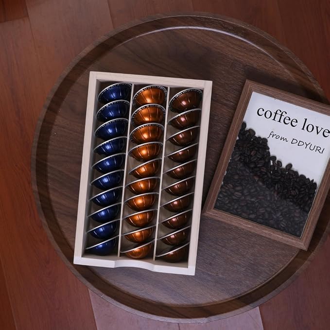 DDYURI Coffee Pods Storage Drawer Holder for Capsules - Multi Functional Desk Organizer Drawers For K cups Coffee Maker Brew - Kitchen Mini Wooden Box Chest Sideboard Counter Organization CF1D2C Dark - Image 9