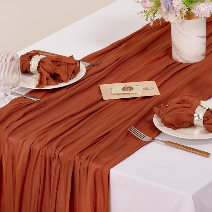 Cloth Napkins Set of 10 21"x21" Reusable Cheesecloth Napkins Terracotta | Boho Rustic Dinner Napkins Washable Gauze Table Napkins Cloth Hemmed Edges for Wedding Bridal Shower Family Gathering Decor - Image 7