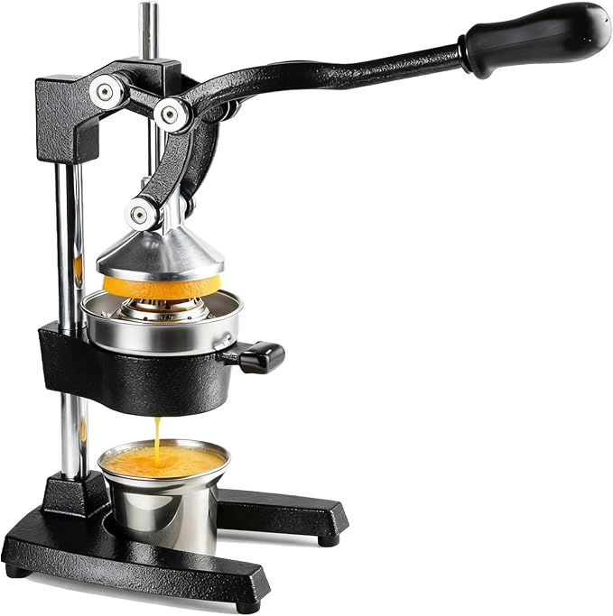 Juicer Manual Cast Iron Citrus Juicer, Heavy-Duty Orange Lemon Squeezer, Extra-Large Commercial Citrus Press, Easy to Clean with Bonus Stainless Steel Cup (Black) - Image 8