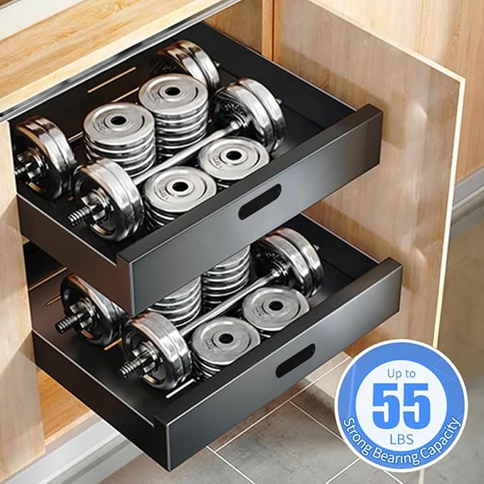 2 Pack Pull Out Drawers for Cabinets, 10" W x16.9" D Pull Out Cabinet Organizer Adhesive for Narrow Face Frame or Frameless Cabinets, Sturdy Pull Out Shelves for Kitchen,Pantry and Bathroom Vanity - Image 6