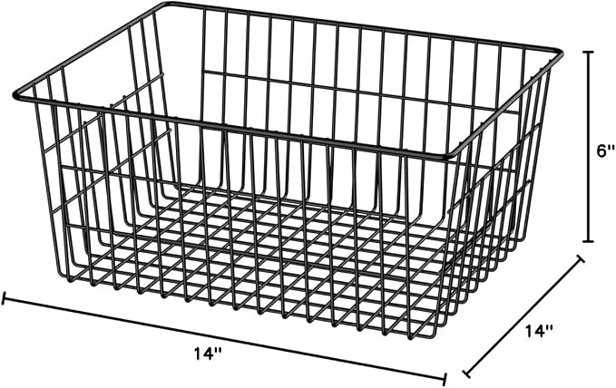SANNO Large Freezer Baskets Metal Storage Organizer Bin Basket Wire Storage Basket for Kitchen Pantry Bathroom Large Metal Farmhouse Food Fruit Produce Organizer Bins,black,3 - Image 9