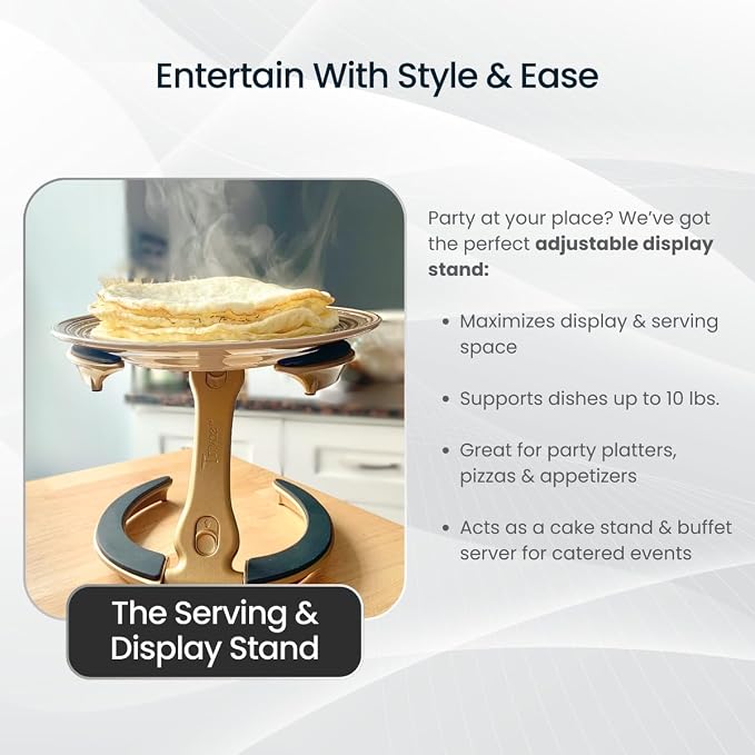 Trivae 4-in-1 Pot Lid Holder and Kitchen Trivet for Countertop – Durable Cast Aluminum Hot Pan Stand & Cake Display – Heat Resistant Silicone, Space Saving Foldable Design - Image 8