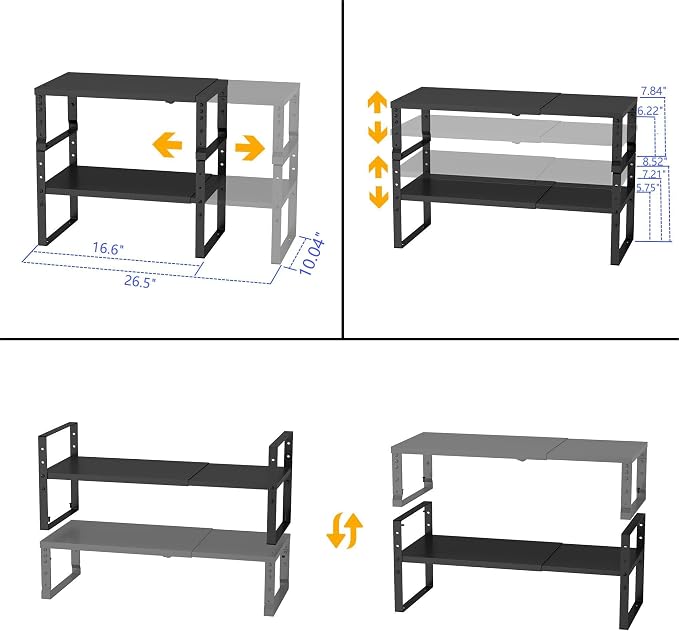 Jojocross Expandable,Stackable Spice Rack,Seasoning Organizer and Storage,Spices Jar Racks for Cabinet,Countertop, Metal Pantry, Cupboard,Laundry Storages,Heavy Duty(1 PACK/MEDIUM/BLACK) - Image 5