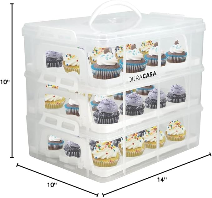 Cupcake Carrier, Cupcake Holder | Premium Upgraded Model Holds Cupcakes Steadier | Store up to 36 Cupcakes or Muffins | Stacking Cupcake Storage Container | Use 1,2, or 3 Tiers (White) - Image 9