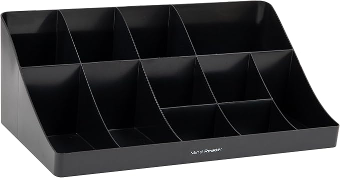 Mind Reader Cup and Condiment Station, Countertop Organizer, Coffee Bar, Kitchen, Stirrers, 17.875"L x 9.5"W x 6.625"H, Black - Image 7
