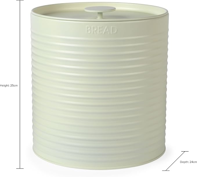 Russell Hobbs RH03269CEU7 Ribbed Bread Bin – Metal Bread Box, Large Kitchen Canister, Countertop Storage/Organisation, Durable Powder-Coated Steel, Pull Top Lid, Easy to Clean, Ribbed Design, Cream - Image 6