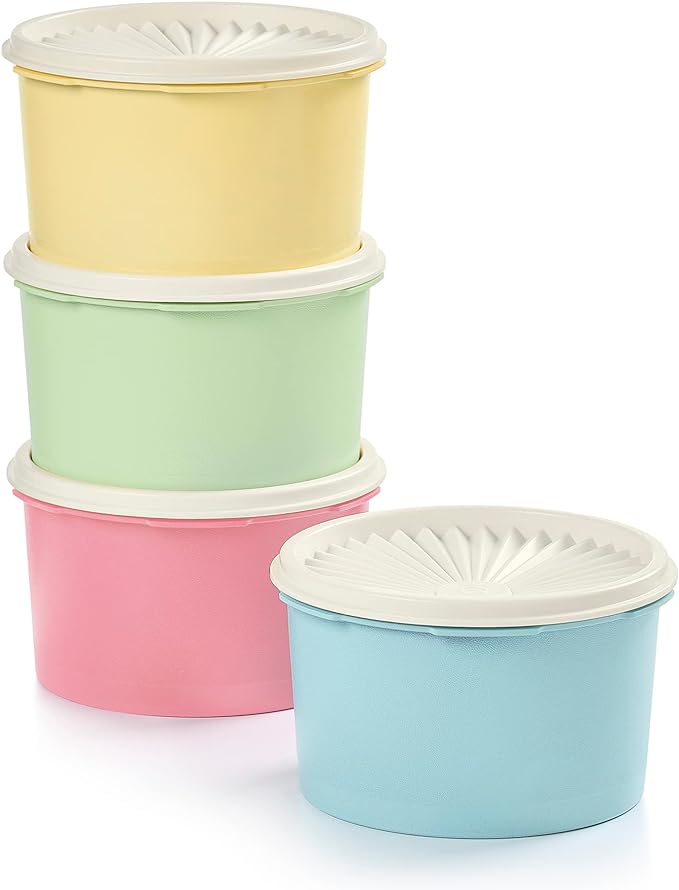 Tupperware Heritage Collection 8 Piece Food Storage Canister Set in Vintage Colors, Dishwasher Safe and BPA Free (4 Containers, 4 Lids) - Image 6