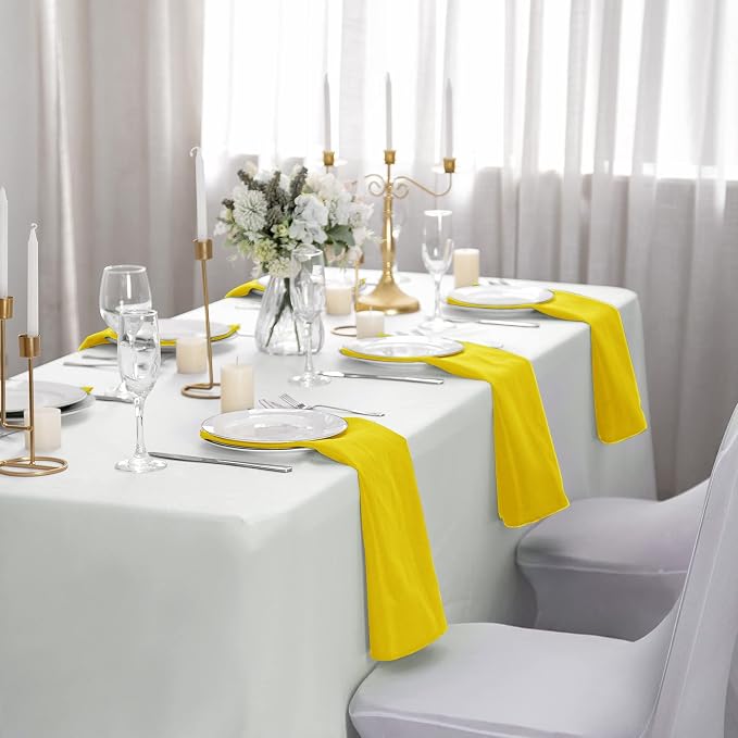 25pcs Polyester Cloth Napkins - 20 x 20 inch Yellow Washable Dinner Napkins with Hemmed Edges for Restaurant/Wedding/Hotel(25,Yellow) - Image 7