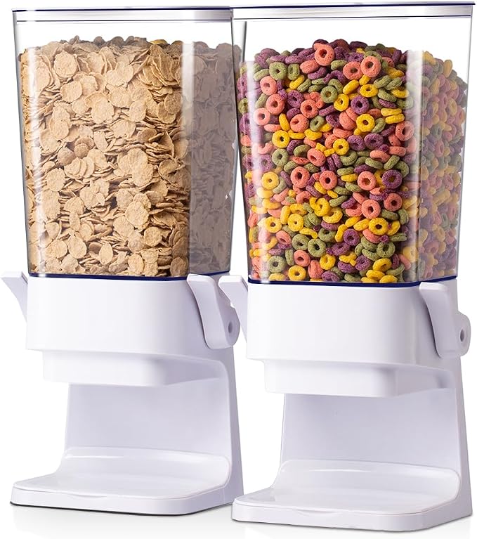 Cereal Dispenser Countertop with lids, 5L Organization and Storage Containers for Kitchen and pantry, Plastic Containers for food, Cereal, Rice, Beans, Grains, Nuts, Oatmeal, Pet food, White, 1Pc - Image 8
