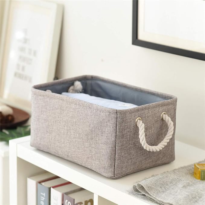 Large Storage Bins- Storage Baskets for Organizing Shelves, Basket Organizer for Closet Bookshelf Dog Toy Nursery Clothes Laundry Home Organization, Fabric Storage Cubes W/Handles - Image 9