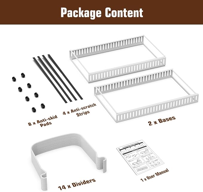 Housolution Cutting Board and Baking Tray Cookie Sheet Organizer, White | 12"-23" Expandable, 14 Adjustable Dividers, Sturdy Metal Construction, Easy Assembly - Image 7