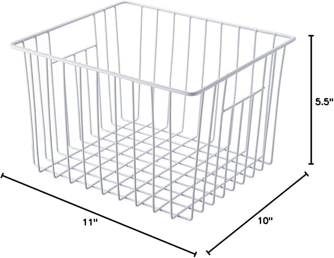 Freezer Storage Organizer Basket, Refrigerator Wire Household Bins with Built-in Handles for Kitchen, Pantry, Cabinet, Closets - Pearl White(4Pack, 11in x 10in x 5.5in) - Image 10