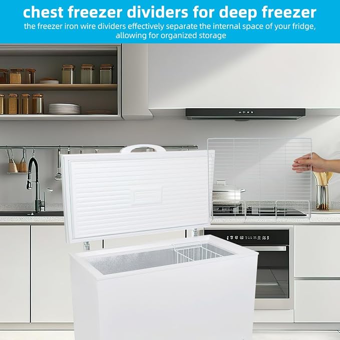 BESTYASH Freezer Partition Divider Wire Shelf Organizer Metal Fridge Shelf Separator for Home and Commercial Deep Freezer Storage 17.71X13.77X3.93In - Image 9