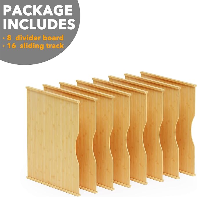 SpaceAid 8 Pack Tray Dividers for Cabinets, Bamboo Kitchen Cookie Baking Sheet Organizer for Cabinet, Vertical Pan and Trays Organizers for Pantry Storage - Image 7