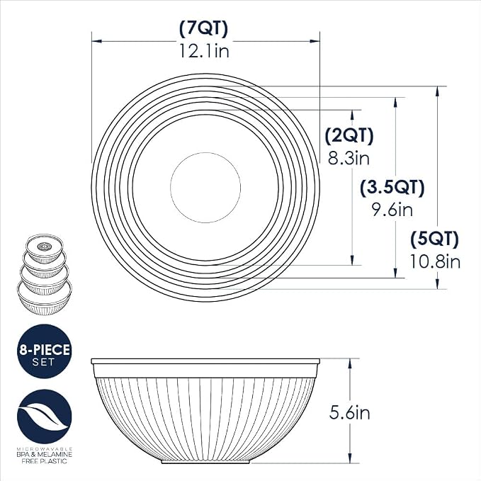 Nordic Ware Prep and Serve Mixing Bowls Set, 8-Piece, Earth-Tones - Image 5