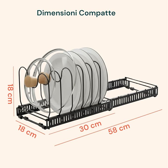 Avilia Extendable Stainless Steel Kitchen Sink Organizer with Stand, Ideal for Lids, Pans and Kitchen Organization Space Saving - Image 9