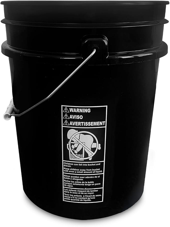 5 Gallon Bucket - Food Grade w/Lid BPA-Free, 60 Pack -Black | Airtight Gasketed Tear Strip Lid, Heavy-Duty 90 Mil HDPE Plastic Pail, Bulk Storage, Food Safe Durable Container, Made in USA - Image 9