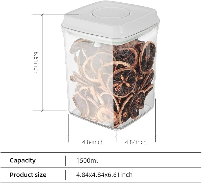 Food Airtight Containers (1500ml) 1.5 Qt Pop Up Food Formula Container With Lids, Bpa-Free One Button Open Stackable Container for Coffee Tea Brown Sugar Cereals - 8 Labels - Clear - Image 6