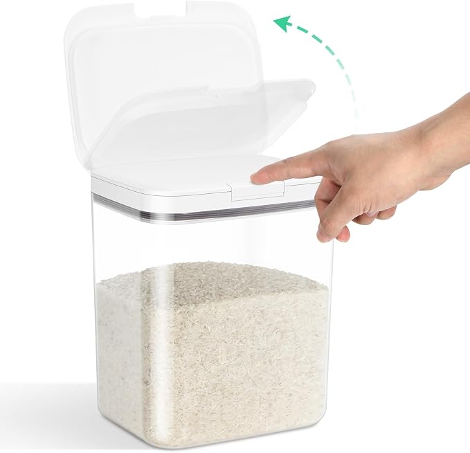11 Lbs Rice Storage Container 5.8Qt Flour Sugar Containers with Flip-up Lid | Airtight BPA Free Dog Food Storage Bin Crystal-Clear Plastic Dry Food Holder for Kitchen Pantry Organization - Image 8