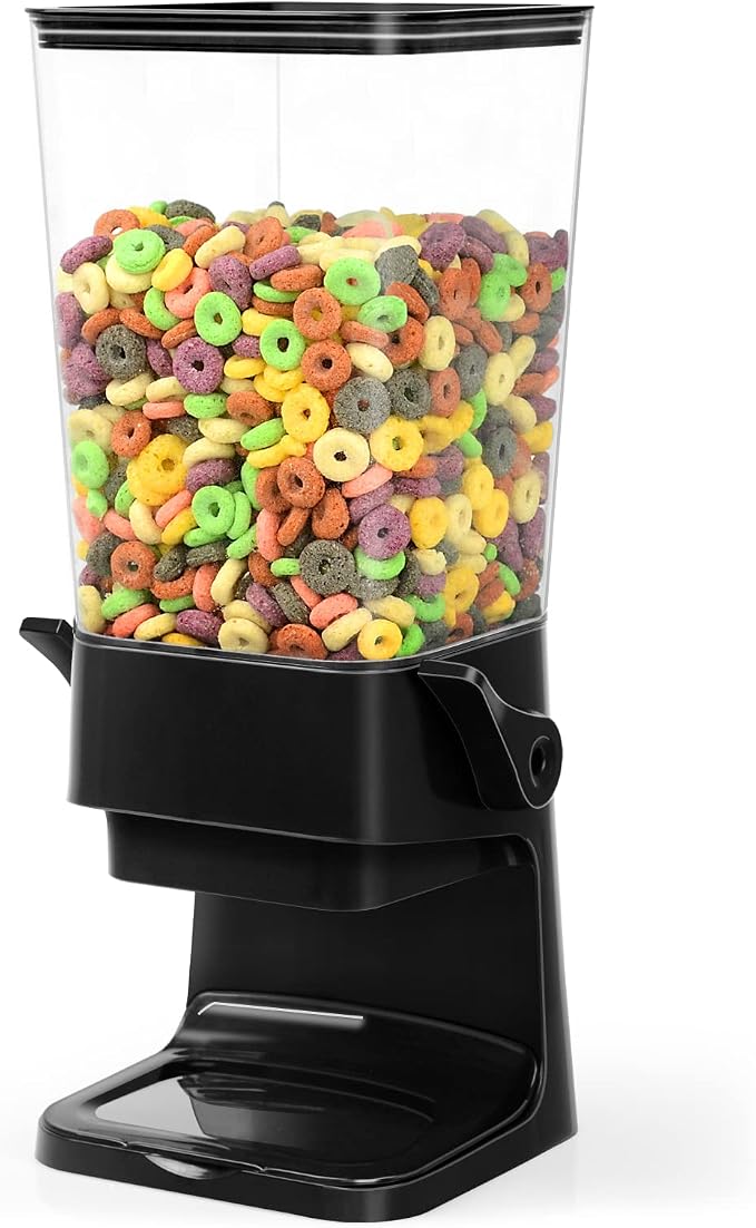 Cereal Dispenser Countertop Dual Dry Food Dispenser (Black,1PC) | Large Cereal Containers Storage Organizer Dispensador De Cereales Candy Machine Rice Dispenser For Snack,Nuts, Granola - Image 8