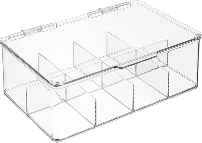 mDesign Tea Bag Single Serve Pouch Divided Box Holder Organizer, Clear - Image 9