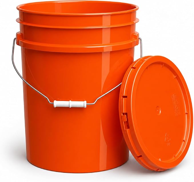 5 Gallon Bucket - Food Grade Bucket with Airtight Gasketed Tear Strip Lid, BPA-Free, Heavy-Duty 90 Mil HDPE Plastic Pail, Bulk Storage, Durable Container, Made in USA - Orange, 6 Packs | Airtight Gasketed Tear Strip Lid, Heavy-Duty 90 Mil HDPE Plastic ... - Image 8