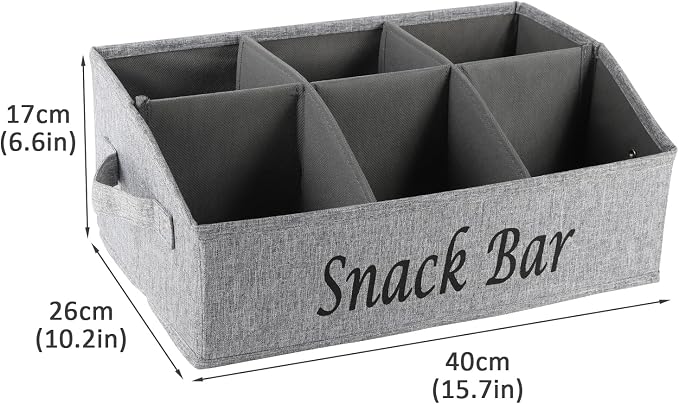Snack Organizer for Countertop, Fabric Snack Container with Handles, 6 Compartment Snack Box Bin Snack Basket, Snack Bar Station Decor, Kitchen Cabinet Pantry Organizer and Storage - Image 6