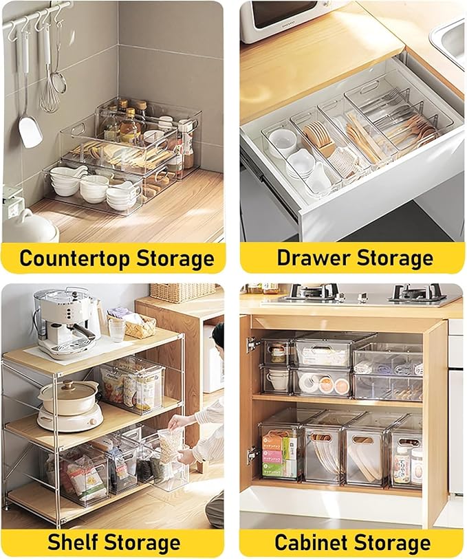 Refrigerator Organizer Bins with Pull-out Drawer 6 Pack Stackable Clear Fridge Drawer Organizer Fruit Vegetable Storage Containers for Kitchen Pantry Organization (2 Small) - Image 6