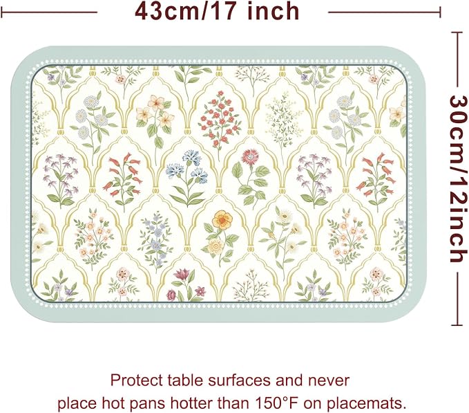 Vinyl Waterproof Placemats Set of 6 Rectangular,12"*17"-Serenity B | Wipeable Beautiful Print Place Mats,Stain Resistant,Heat Resistant,Everyday Meals,Kitchen,Dinning,Holiday,Decor - Image 6
