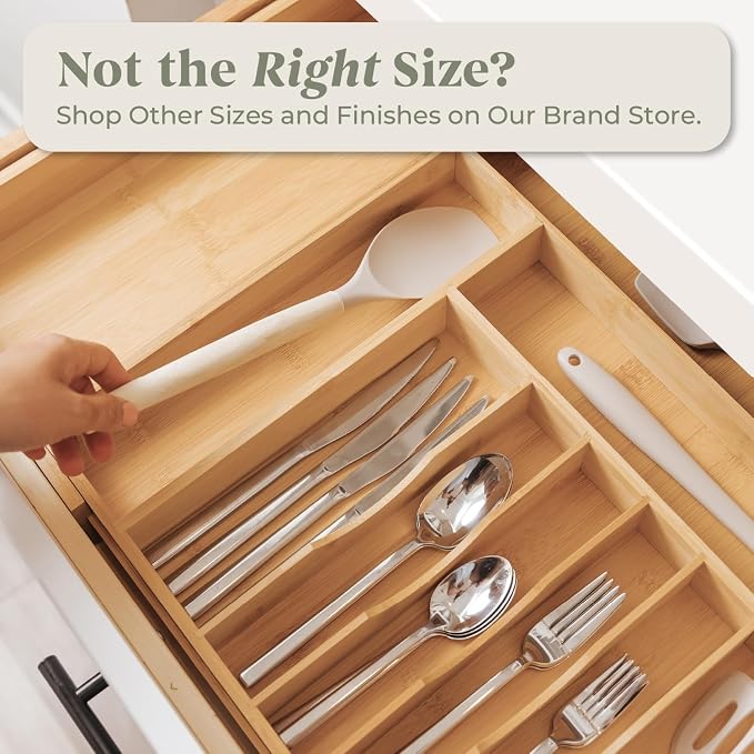 Silverware & Utensil Drawer Organizer, 18-33 in, Bamboo | Cutlery, flatware, food-safe contract grade, kitchen drawer fit - Image 7