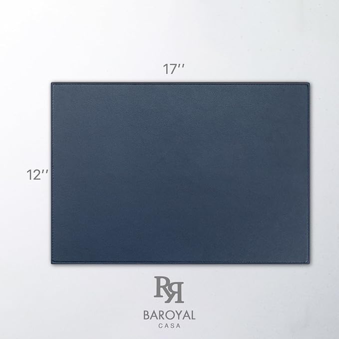 Baroyal Faux Leather Placemats Set of 6 Vinyl Washable Wipeable Table Mats for Kitchen Dining Table Heat Resistant Waterproof Modern Indoor/Outdoor Placemats Non-Slip Easy Clean Place Mats (Navy Blue) - Image 6