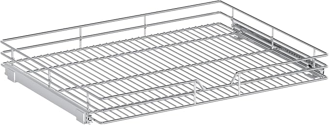 Pull Out Cabinet Organizer, 28.5" W x 21.5" D, Heavy Duty Chrome Slide Out Shelf for Wide Base Cabinets, Sliding Wire Basket Drawer for Pots, Pans, Appliances & Pantry Storage - Image 9