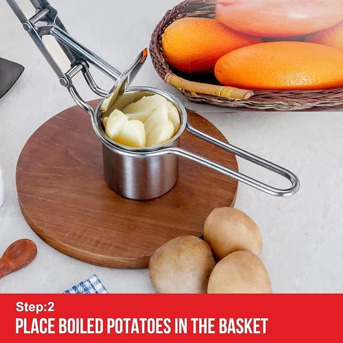 Stainless Steel Potato Masher & Ricer – Heavy-Duty Presser, Crusher & Squeezer – Ideal for Potatoes, Radishes, Vegetables – Ergonomic Handle, Easy to Clean Pack of 1 - Image 8