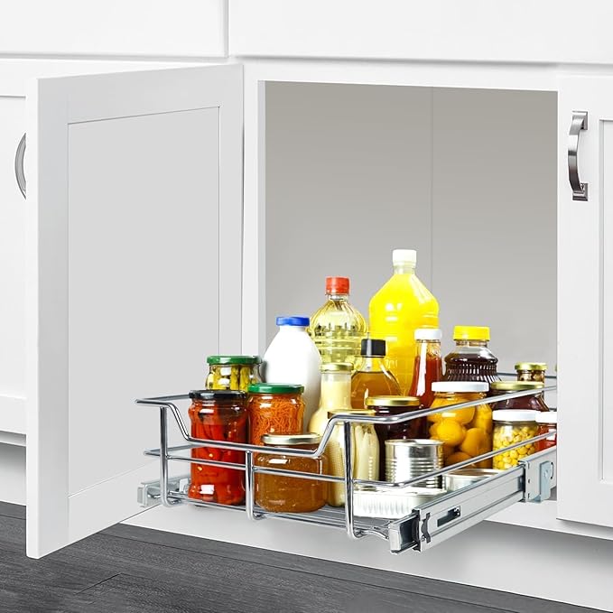 Pull Out Cabinet Organizer 21" W X 22" D, Chromed, Full Slide Out Drawers | For Kitchen Organizers and Storage, Pull Out Drawers For Cabinets Capacity Heavy Duty Caddy, Cabinet Shelves, Bathroom Pantry - Image 9