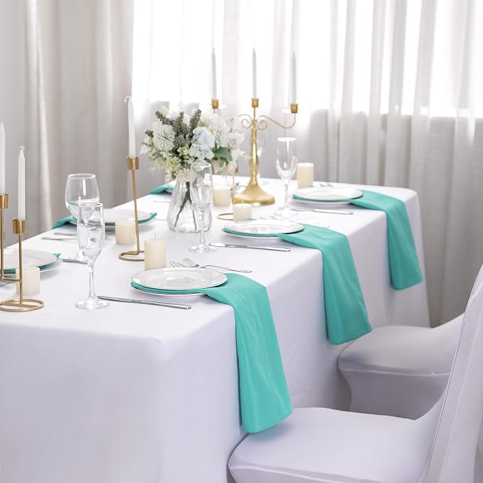 50pcs Polyester Cloth Napkins - 17 x 17 inch Turquoise Dinner Washable Napkins with Hemmed Edges for Restaurant/Wedding/Hotel(50,Turquoise) - Image 7