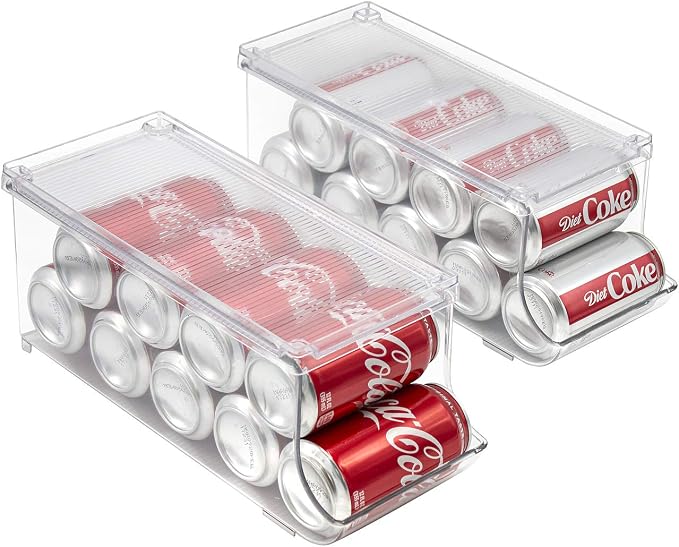 Sorbus Soda Can Organizer for Refrigerator - Stackable Can Holder Dispenser with Lid for Fridge, Pantry, Freezer – Holds 9 Cans Each, BPA-Free, Clear Design, Drink Organizer for Fridge (4-Pack) - Image 7