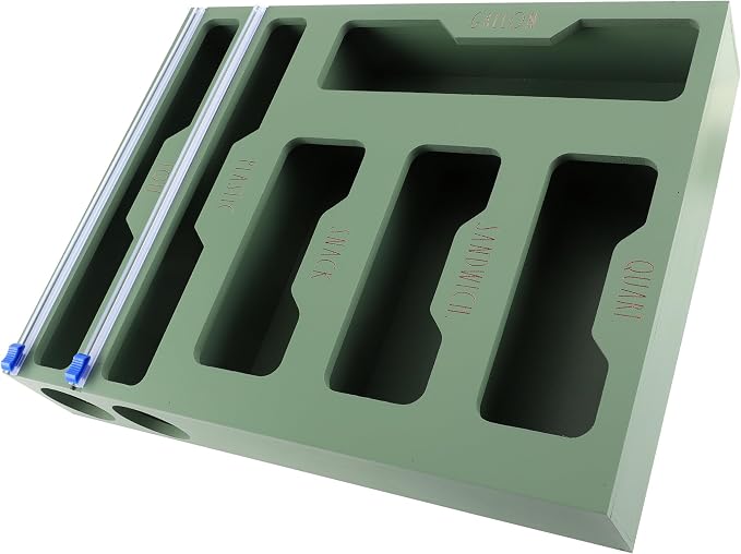 Rae Dunn Bamboo Bag Organizer for Kitchen Drawer - Durable Wood Organizer for Kitchen Storage - Holds Gallon, Quart, Snack, Sandwich Size Baggies, Plastic Wrap and Foil - Image 8