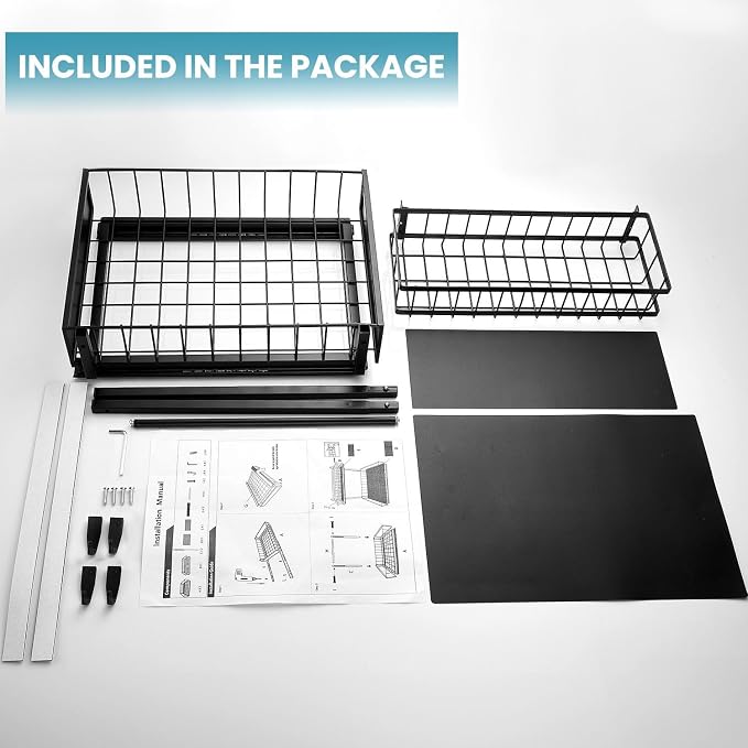 sagetta Black Under Sink Organizers with Sliding Rails Two Pack Under Kitchen Sink Organizers and Storage Pull out Kitchen Cabinet Organizer Height Adjustable Cabinet Storage Shelves Two Tiers - Image 7