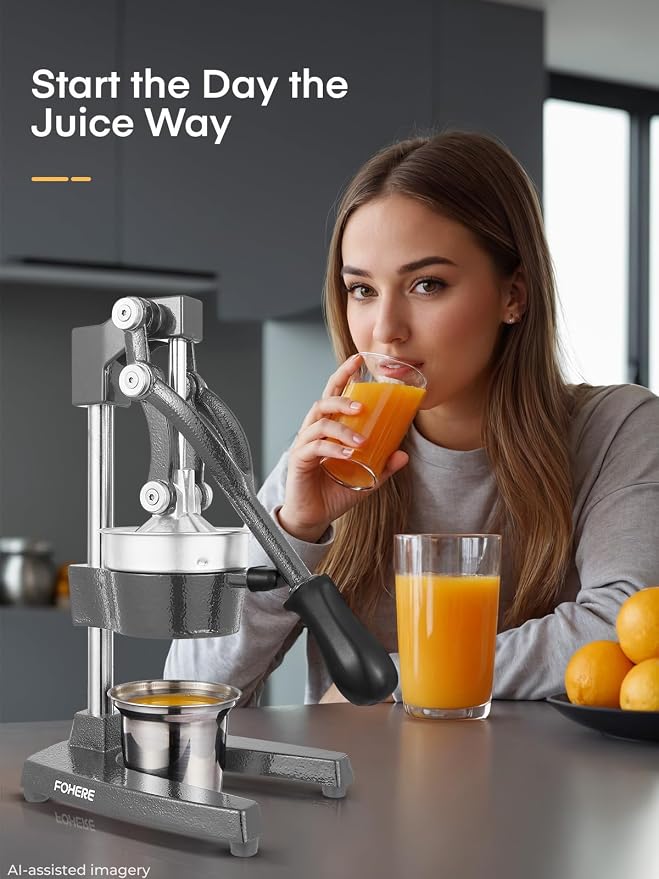FOHERE Manual Cast Iron Juicer, Commercial Citrus Juicer with 400ml Stainless Steel Cup, Ideal for Extracting Juice From Lemons, Oranges, and Grapefruits, Easy to Clean - Image 9
