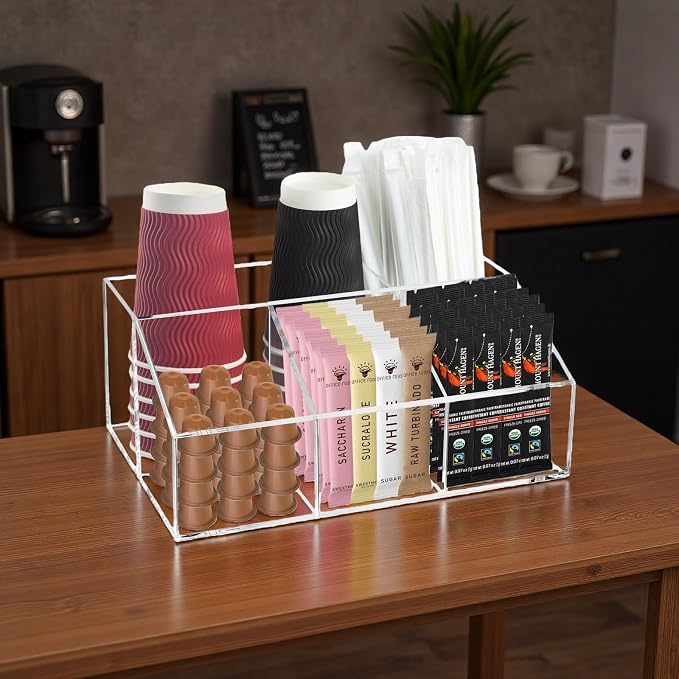 Acrylic Coffee Bar Station Organizer Countertop for Sugar Tea Packets Clear - Image 7