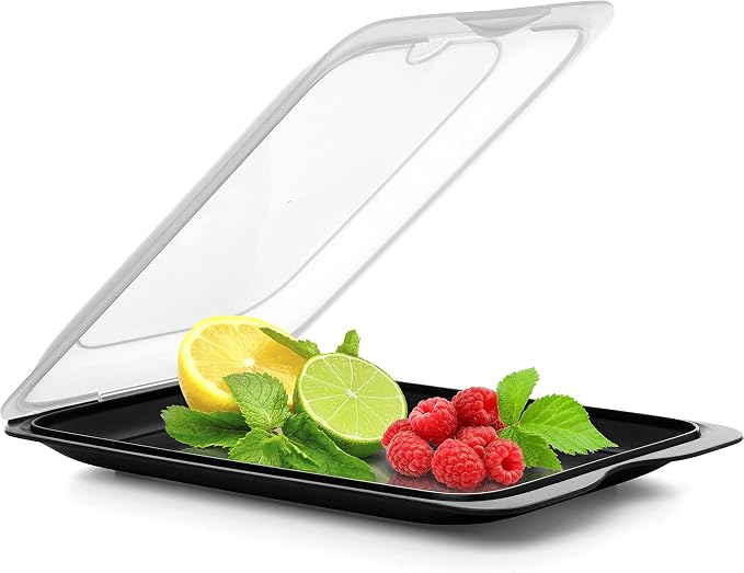 TATAY Fruit Container Standard 17x3.2x25.2 cm BPA-Free Removable Lid | Fruit Container Fridge | Dishwasher Safe | Microwave Safe | Freezer Safe | Stackable Design | 1 Unit | Fridge Storage, Black - Image 5