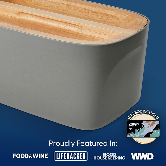 Sonder LA Union Bread Box with Wood Lid (Charcoal) Large 14.25x9.25x7 in | Bamboo Fiber & Recycled Plastic Body with Reversible Bread Board Lid, Kitchen Countertop Use, Larger Than It Appears, 4 lbs - Image 9